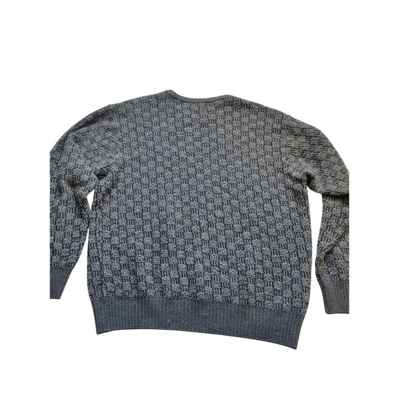 Mino Milanno Gray Sqaured Pattern Long Sleeve Wool Sweater Size L Preppy Retro - Picture 6 of 6